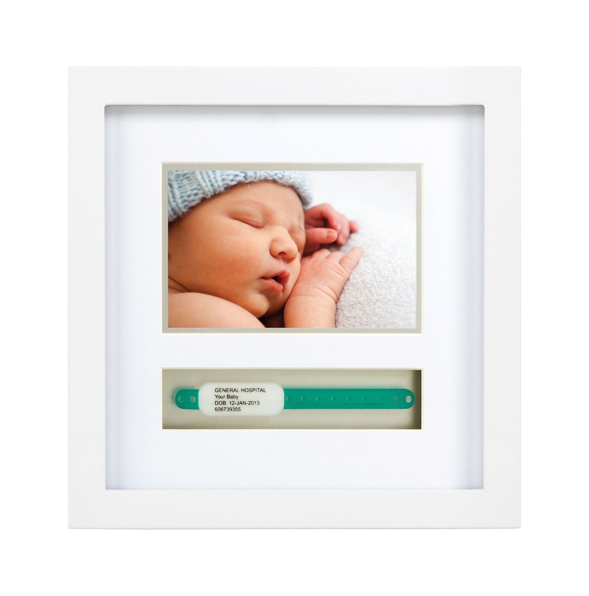 Hospital ID Bracelet 4" X 6" Photo Frame, White, Newborn Keepsake