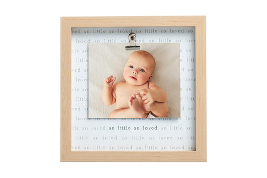 Wooden so Little so Loved Sentiment Clip Frame, Baby Gift