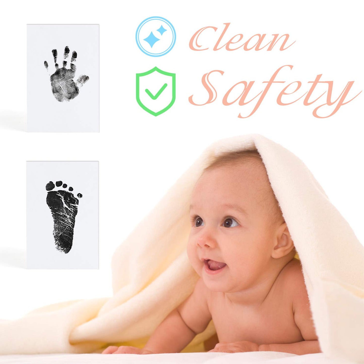 Baby Footprint Kit Hand Footprint Kit Dog Paw Print Kit Clean Touch Ink Pad Inkless Hand and Footprint Kit Handprint Kit Baby Registry Search with 4 Ink Pads and 8 Imprint Cards