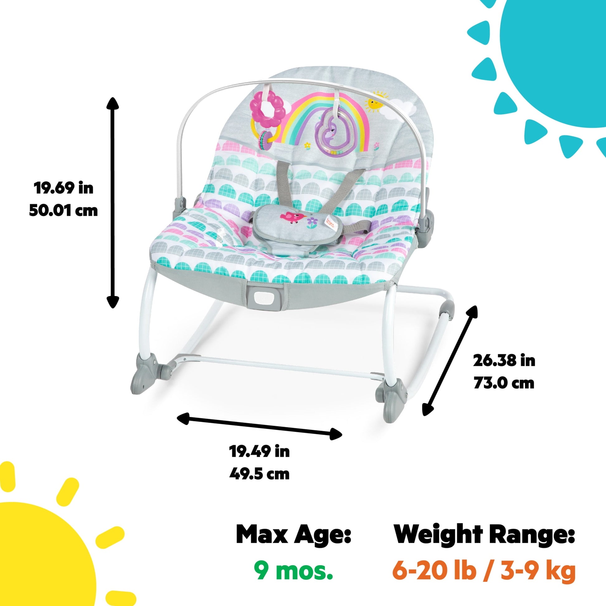 Rosy Rainbow Infant to Toddler Baby Rocker with Vibrations Newborn Unisex