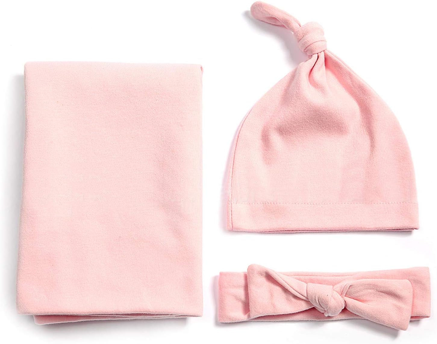 Baby Swaddle Blanket Newborn Hat Headband Set Jersey Cotton Soft Sleeping Wrap for Boy Girl