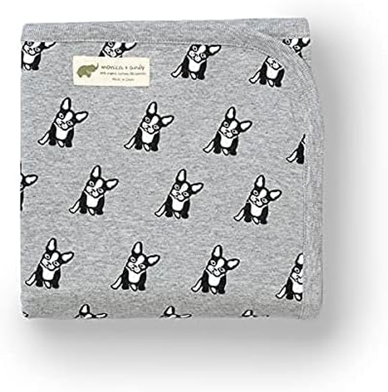 Organic Cotton Coming Home Baby Blanket - Unisex Receiving Blankets for Swaddling Newborn Boys & Girls - for Swaddling Newborns, Top Dog on Grey