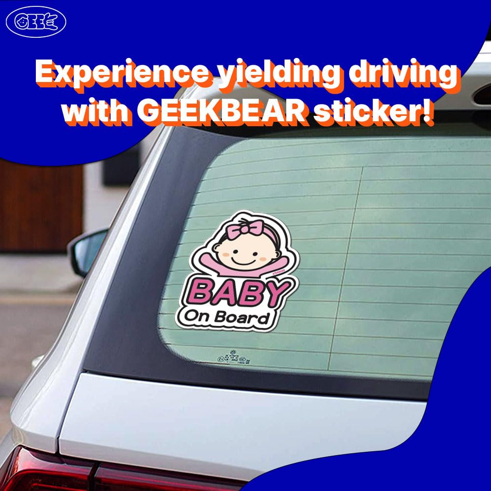 Baby on Board Car Sticker - Character Design, Reflective, Weather-Resistant (02. Basic Girl)