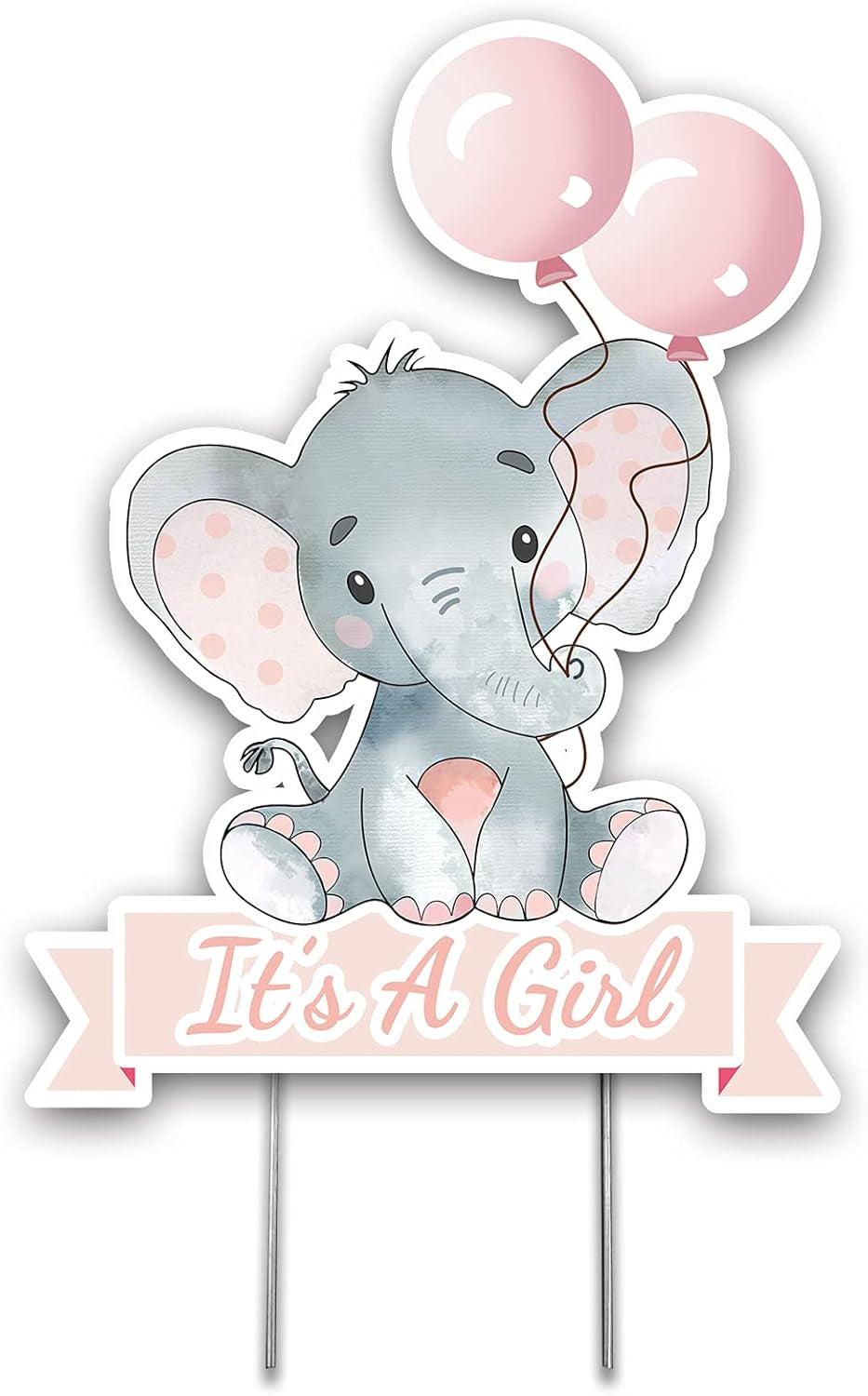 Pink Elephant with Balloons It'S a Girl Yard Sign for Baby Shower Decorations