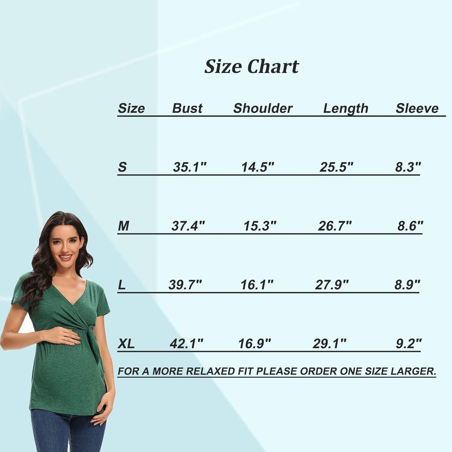 Women'S Maternity Shirts Short Sleeve V-Neck Comformation Cute Maternity Tops Summer Casual Dress Azure Blue