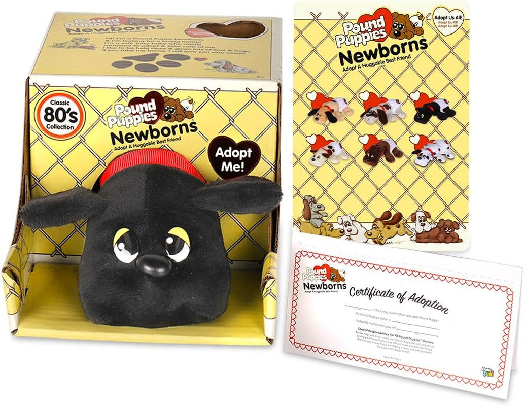 Pound Puppies Newborns - Classic Stuffed Animal Plush Toy - 8" - Black - Great Gift for Boys & Girls