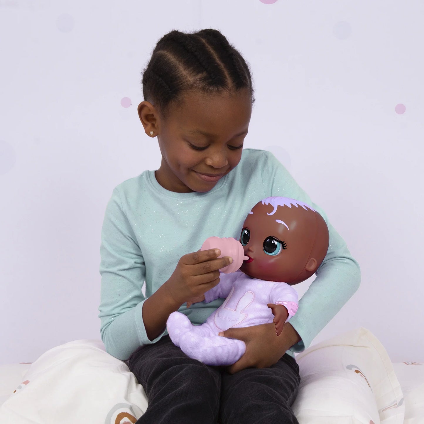 Newborn Molly Interactive Baby Doll with 20+ Baby Sounds and Interactive Bracelet - Kids Ages 18 Months and Up