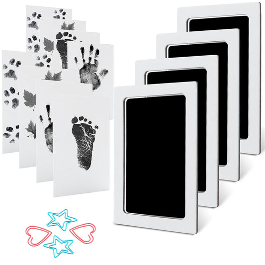 Baby Footprint Kit Hand Footprint Kit Dog Paw Print Kit Clean Touch Ink Pad Inkless Hand and Footprint Kit Handprint Kit Baby Registry Search with 4 Ink Pads and 8 Imprint Cards