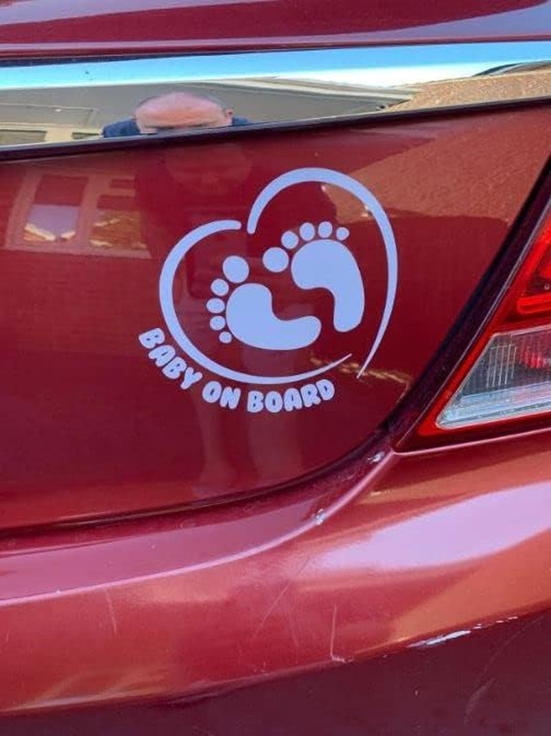 Baby on Board Sticker for Cars Funny Cute Safety Caution Decal Sign for Car Window and Bumper No Need for Magnet or Suction Cup - Footprint in Heart