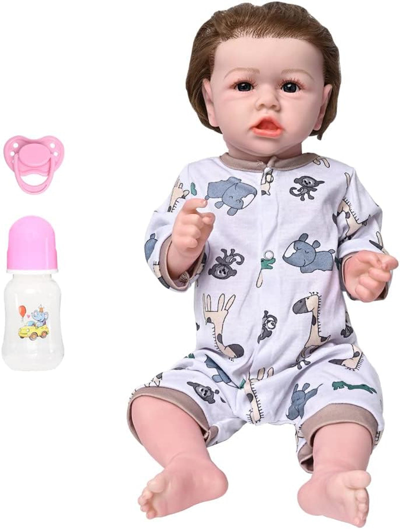 Reborn Baby Doll, Realistic Silicone Vinyl Newborn Baby Dolls, Look Real Life Reborn Baby Doll, 22 Inches Weighted Girl Doll Set for Age 3+