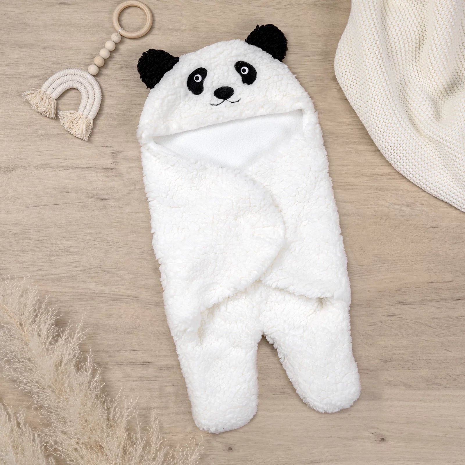 Newborn Shepra Wrap Swaddle, Polyester Baby Receiving Blanket for Boys Girls, Cute Panda