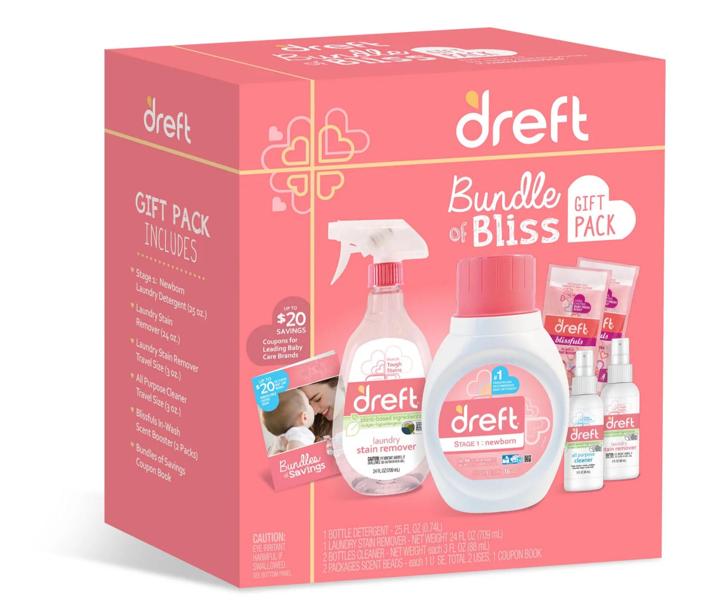 Bundle of Bliss Gift Set with Baby Laundry Detergent and Stain Remover Essentials, 7 Pieces