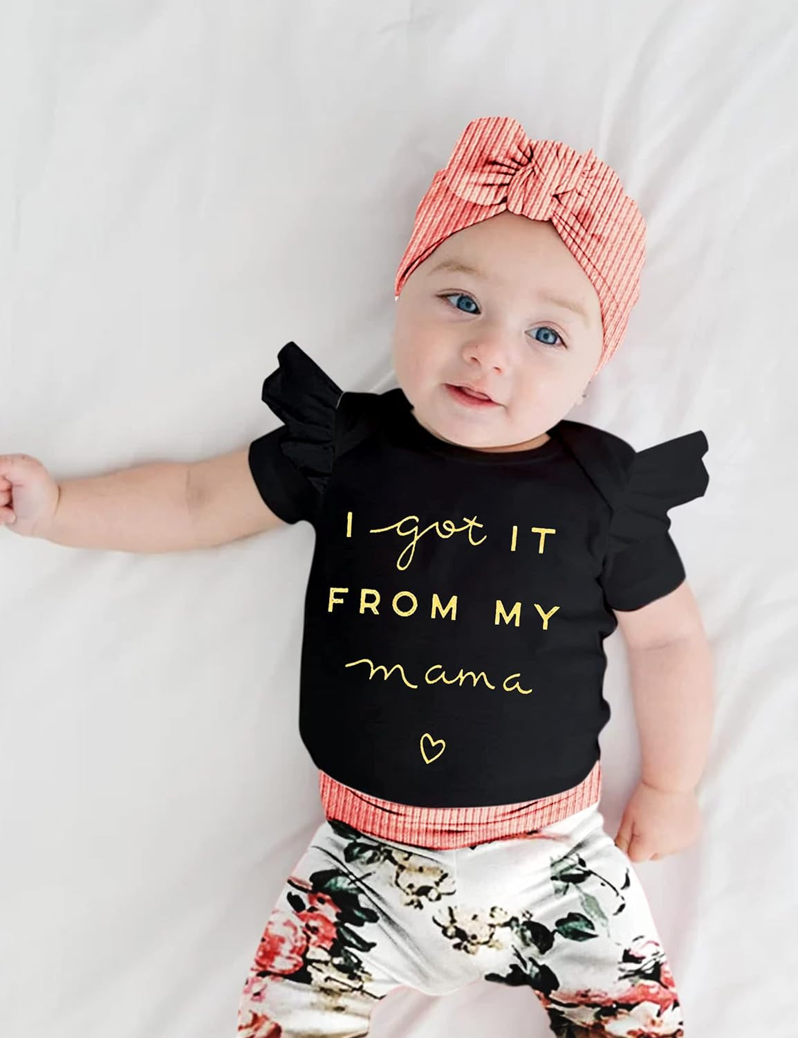 Newborn Baby Girl Clothes Letter Romper Pants Headband Cute Infant Outfits Cotton Baby Clothes for Girls