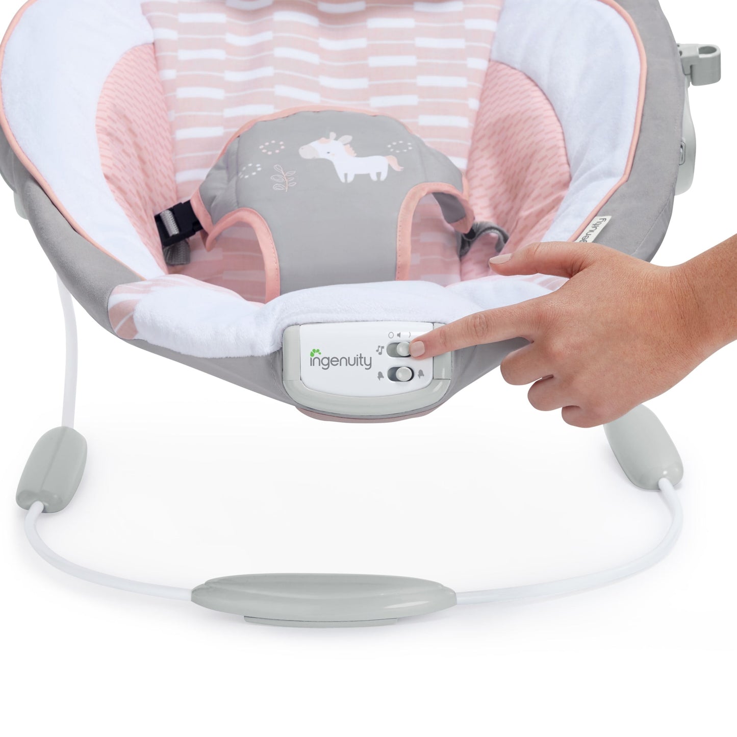 Flora the Unicorn Vibrating Infant Baby Bouncer, Pink