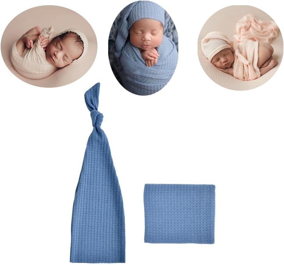 Newborn Baby Photography Props Boy Girl Wrap Photoshoot Outfit Blanket Hat 2Pcs