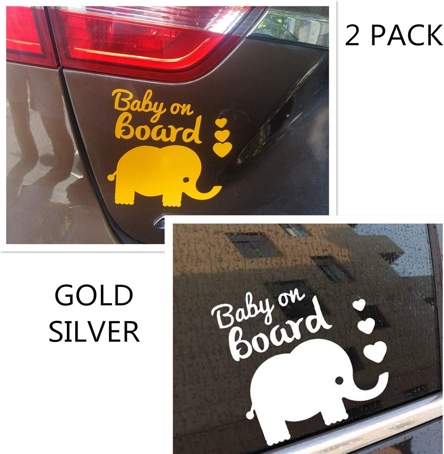 Baby on Board Sign for Cars - Kids Safety Warning Sticker Notice Board Waterproof for Window Vinyl Decals (2 Pack)