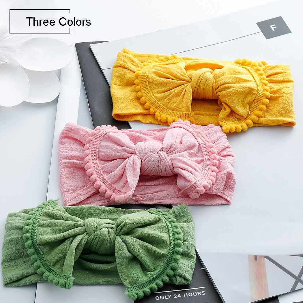 Baby Hair Bow Headband Infant Toddler Bow Stretchy Knot Nylon Baby Headbands Baby Accessories (Yellow)