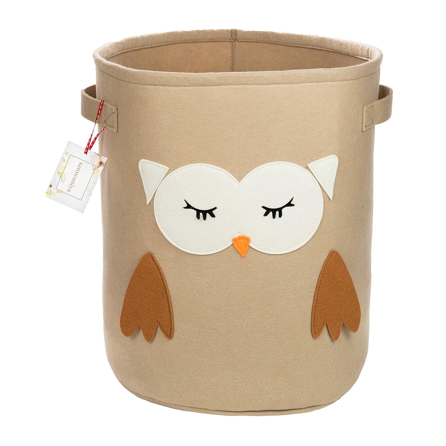 Kids’ Collapsible Laundry & Toy Basket – Felt Baby Hamper with Strong Handles & Cute Design – Kids & Baby Laundry Basket for Boys & Girls, Storage, Organization, Woodland Nursery by  - Owl