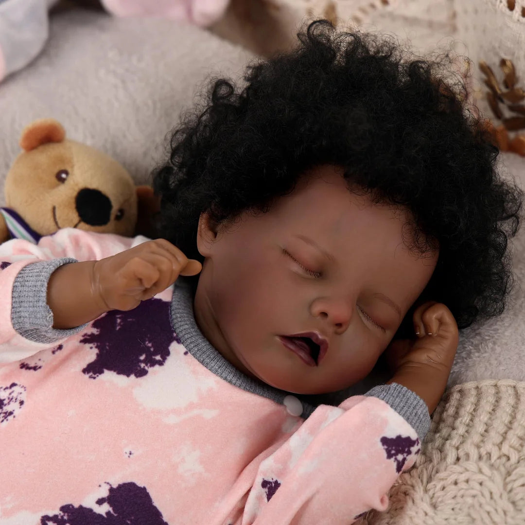 RSG Reborn Baby Dolls Black 17 Inch Realistic Real Life Newborn African American Cloth Body for Kids Age 3+