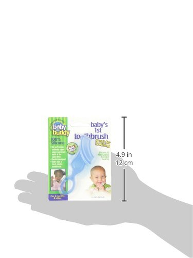 Oral Care Baby’S First Toothbrush, Smooth Silicone Bristles Gently Clean Tender Teeth and Gums, for Ages 4+ Months, Blue, 1 Pack