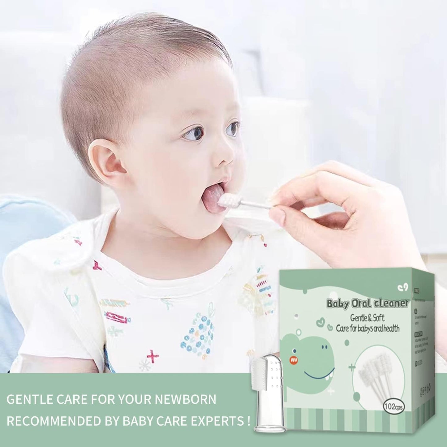 Baby Oral Cleaner Tongue Cleaner Newborn Tongue Cleaner 0-3 Months Baby Tongue Cleaner Baby Tongue Brush Infant Mouth Cleaner 102Pcs+1 Finger Toothbrush with Cases