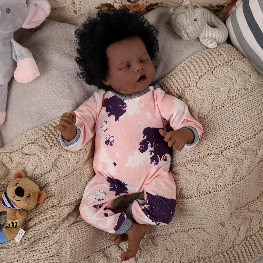 RSG Reborn Baby Dolls Black 17 Inch Realistic Real Life Newborn African American Cloth Body for Kids Age 3+