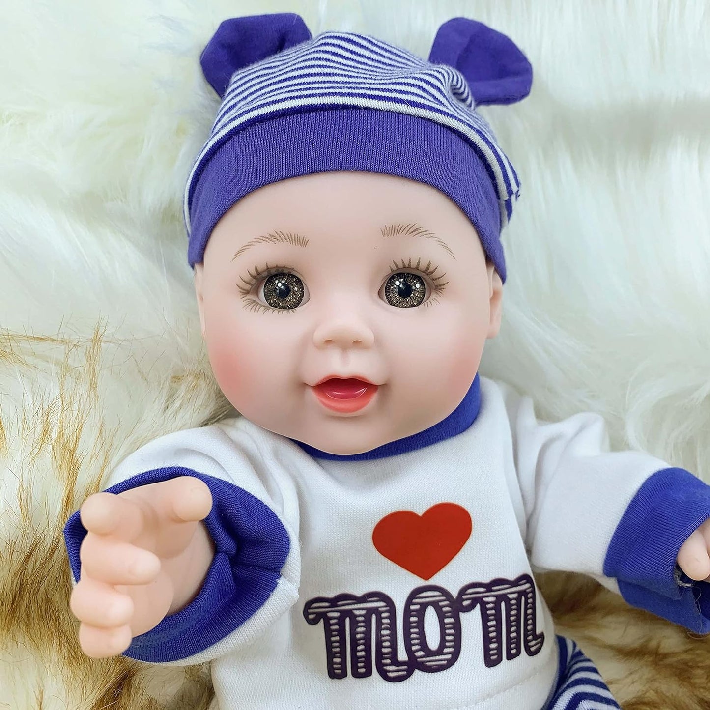 Lifelike Baby Dolls Girl 12 Inch Silicone Body Washable Realistic Baby Dolls with Clothes Gift for Kids Age 3+(12, White-Love)