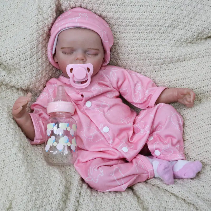 Kaydora Lifelike Reborn Baby Dolls - 18 Inch Sleeping Realistic Newborn Baby Dolls, Soft Cloth Body Real Baby Girl with Feeding Toy for Kids Age 3 +