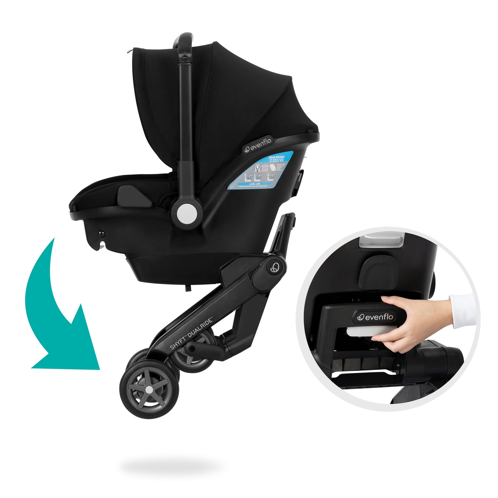 Shyft Dualride Infant Car Seat and Stroller Combo (Beaufort Black), Unisex