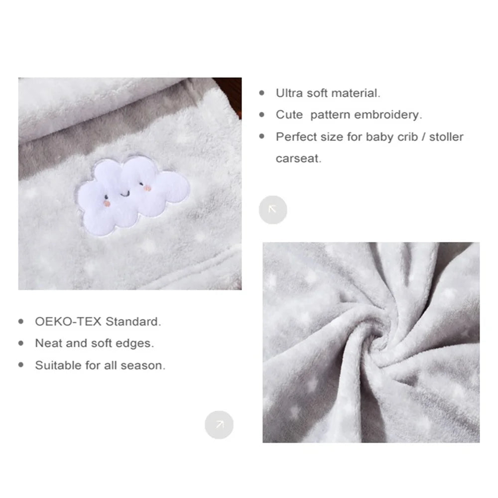 30''X40'' Cute Cozy Fluffy Warm Baby Blanket for Boys Infants Toddlers' Bedding Crib Cot Stroller, Baby Shower Birthday Newborn'S Gift - Grey Cloud