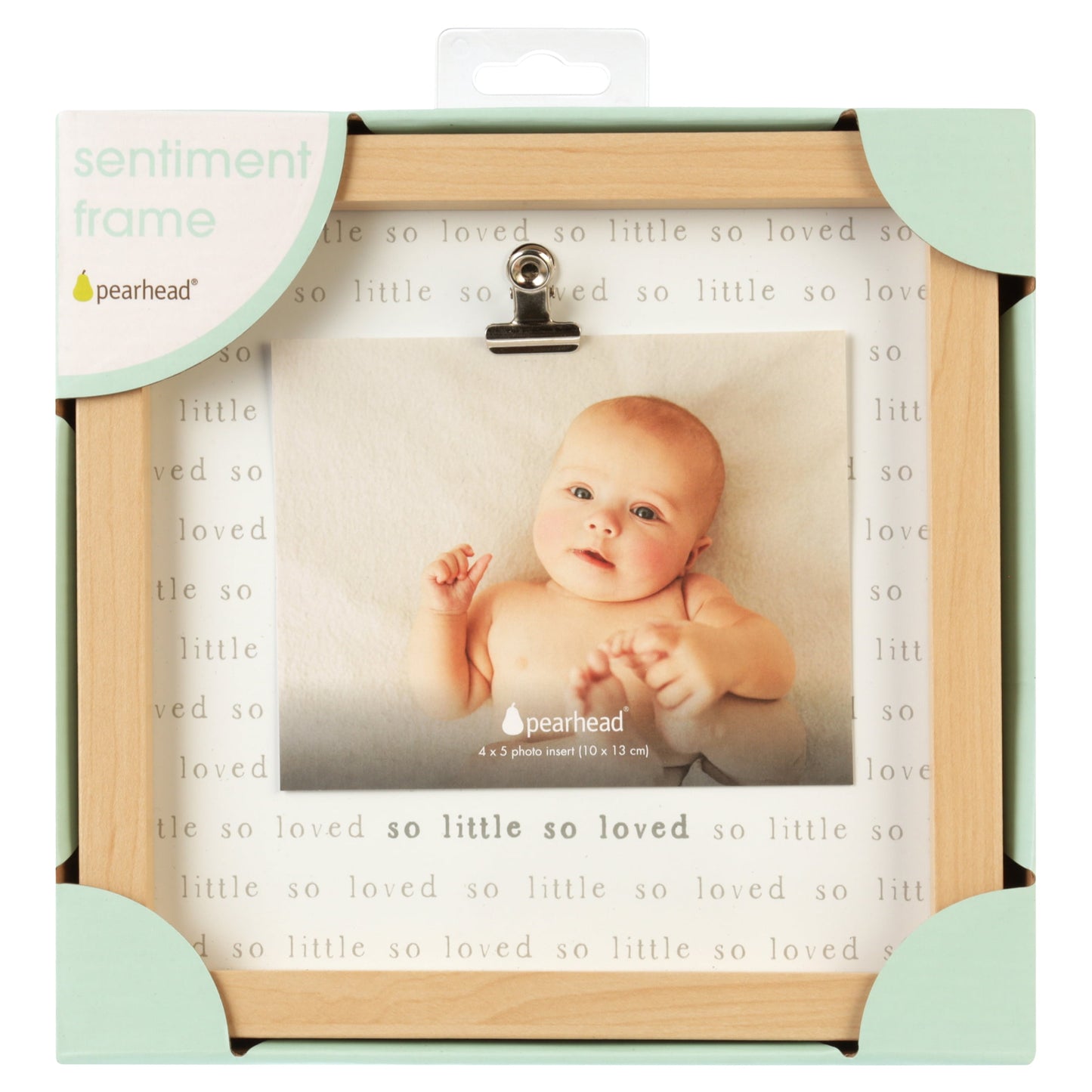 Wooden so Little so Loved Sentiment Clip Frame, Baby Gift