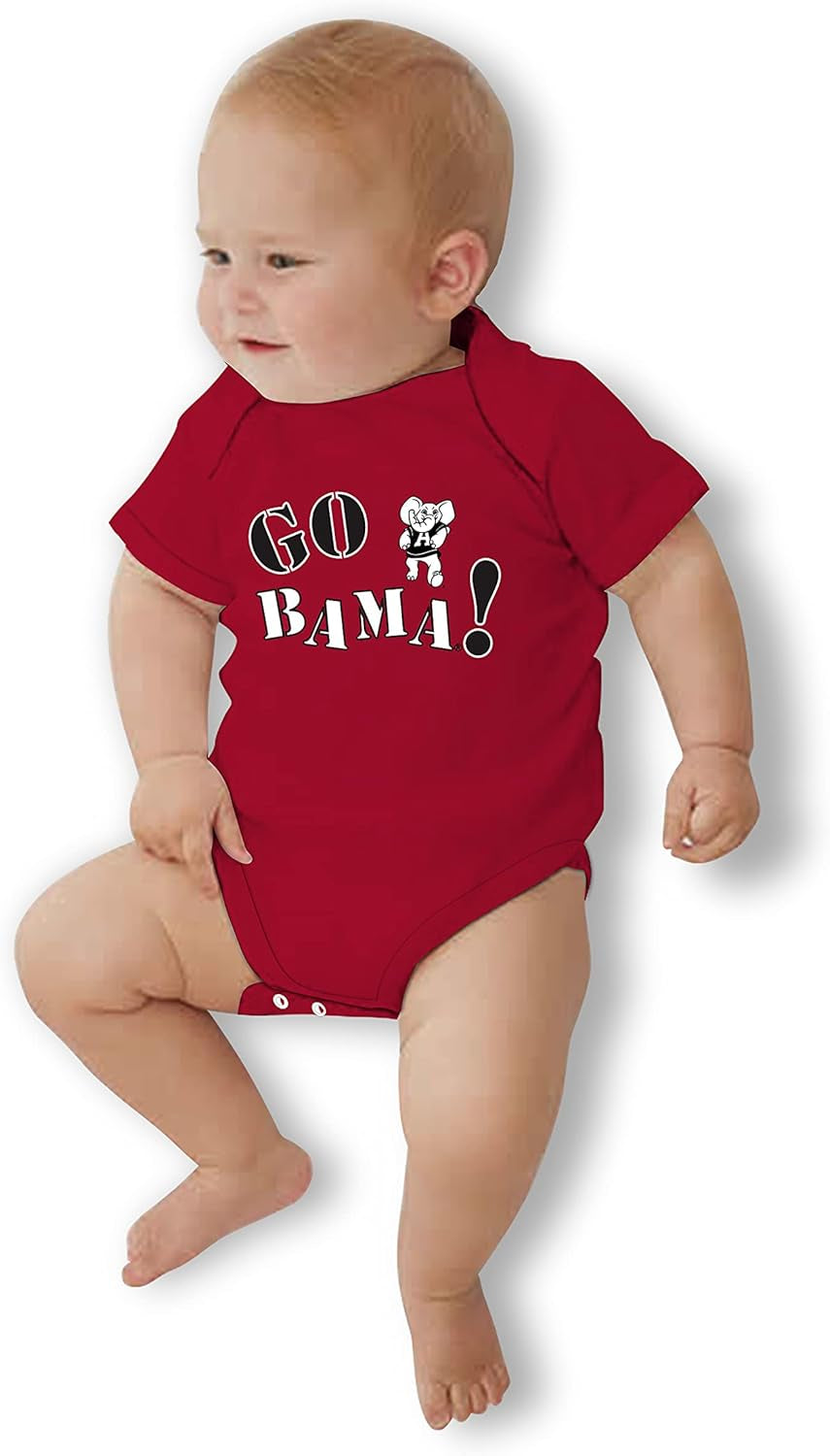 Alabama Crimson Tide Go Team Baby Onesie Bodysuit Creeper Baby Clothes Newborn Infants University College Officially Licensed (Alabama Crimson Tide,6 Months)