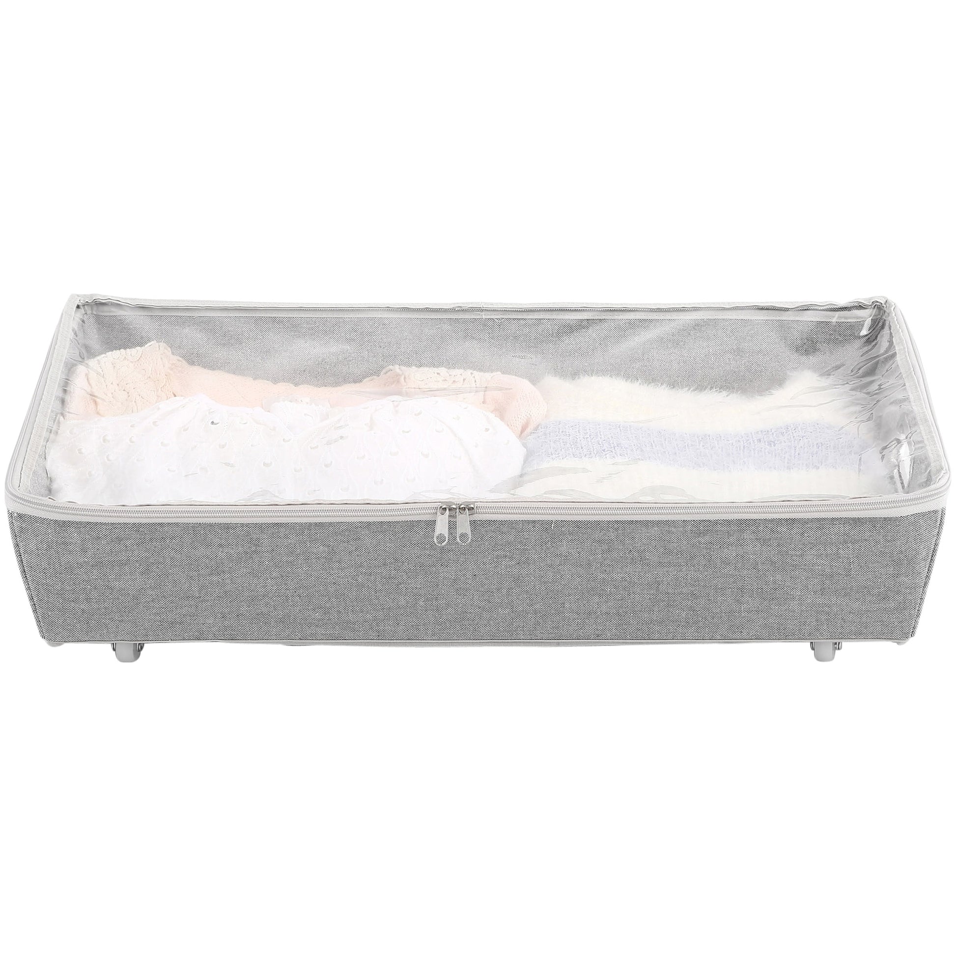 Rolling Polyester & Cotton under Bed Zippered Storage Bin, Closet Organizers, 26" X 15"