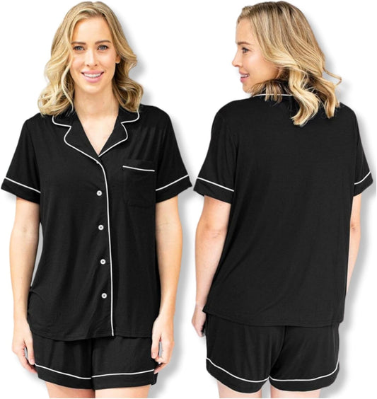 Clea Classic Short Sleeve Maternity & Nursing Pajama Set