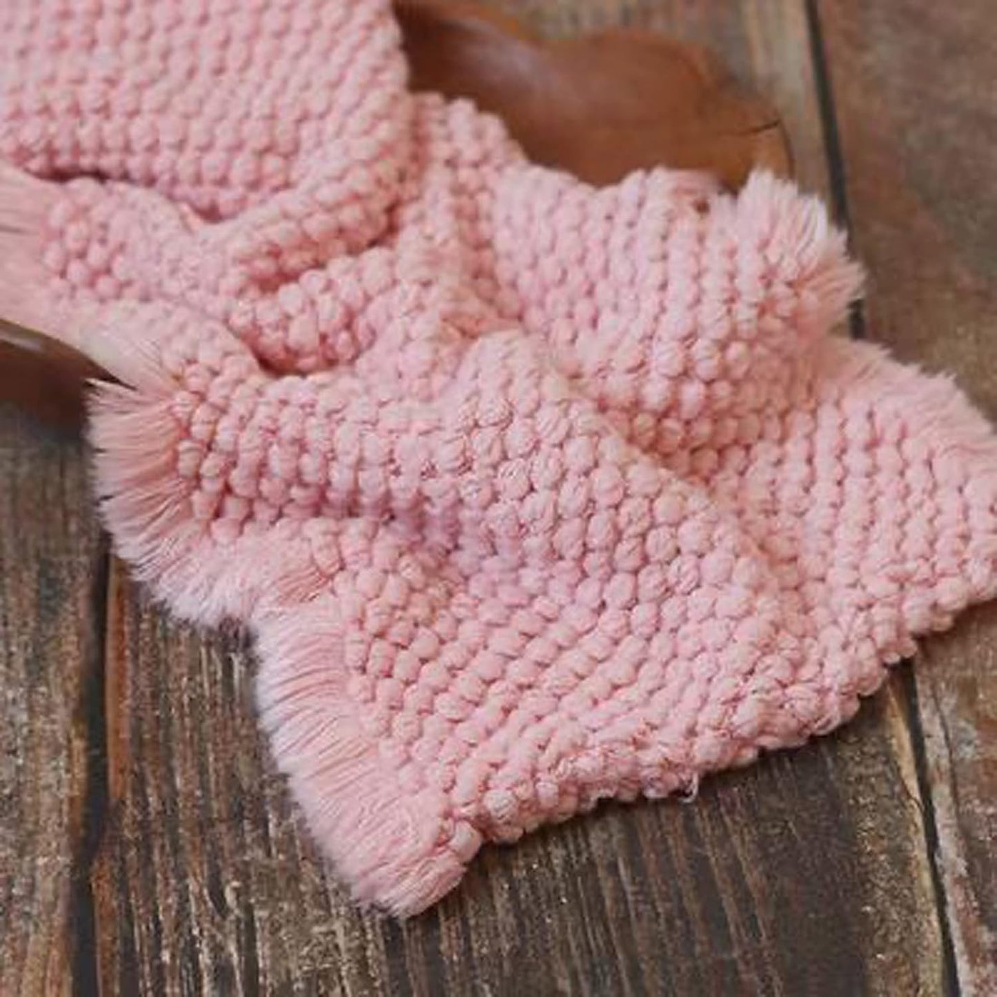 Baby Photography Props Basket Braid Wool Wrap Newborn Photo Shoot Baskets Filler Posing Stuffer Background Blanket (Pink)