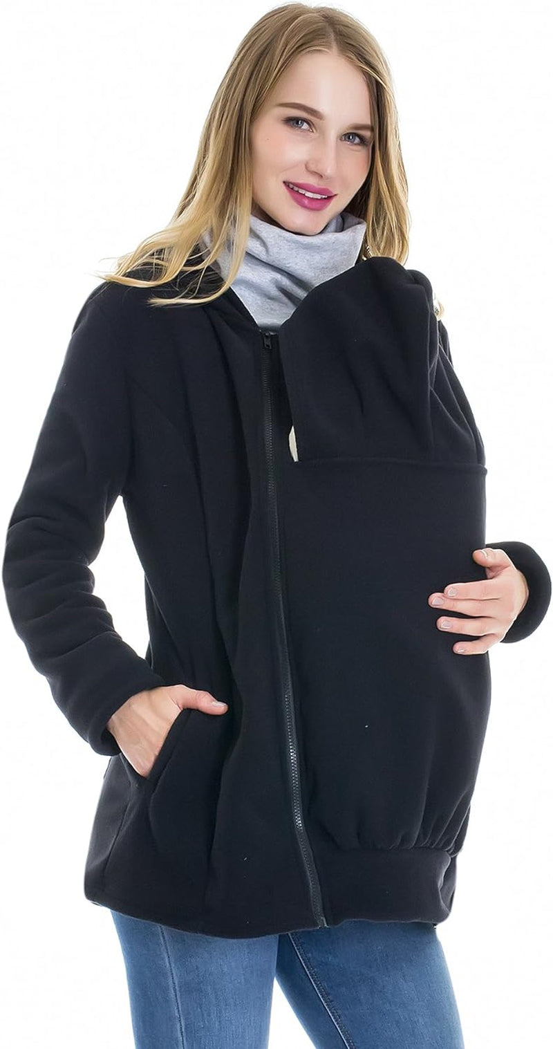 Women'S Fleece Zip up Maternity Baby Carrier Hoodie Sweatshirt Jacket