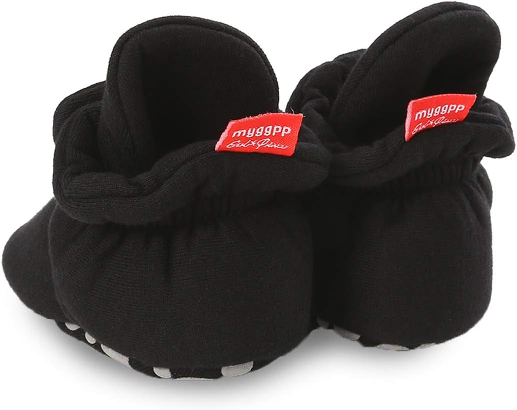 Baby Unisex Booties Warm Fleece Winter Stay on Infant Slipper Socks Boys Girls Soft Non Slip Sole Newborn First Walkers Ankle Crib Shoes