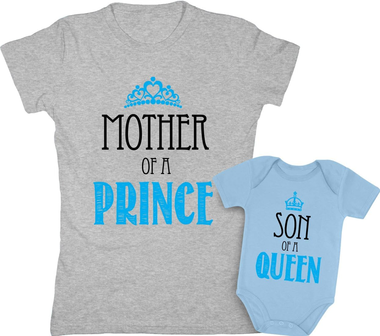 Mother & Son Matching Set Gift for Mom Baby Boy Shower Bodysuit & Women T-Shirt