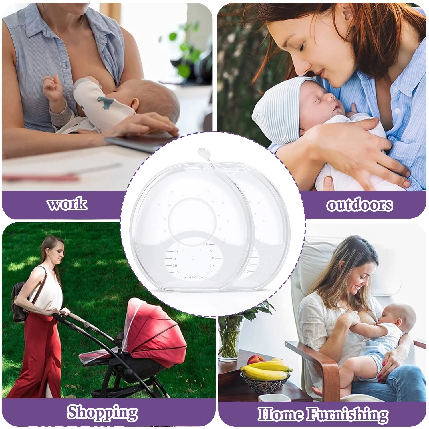 Milk Saver, Milk Catcher for Breastmilk, Breast Shell to Collect Leaking Breastmilk, Collector Cup for Nursing & Breastfeeding, Saves up to 2 Ounces of Leaking Liquid Gold, Silicone-Free