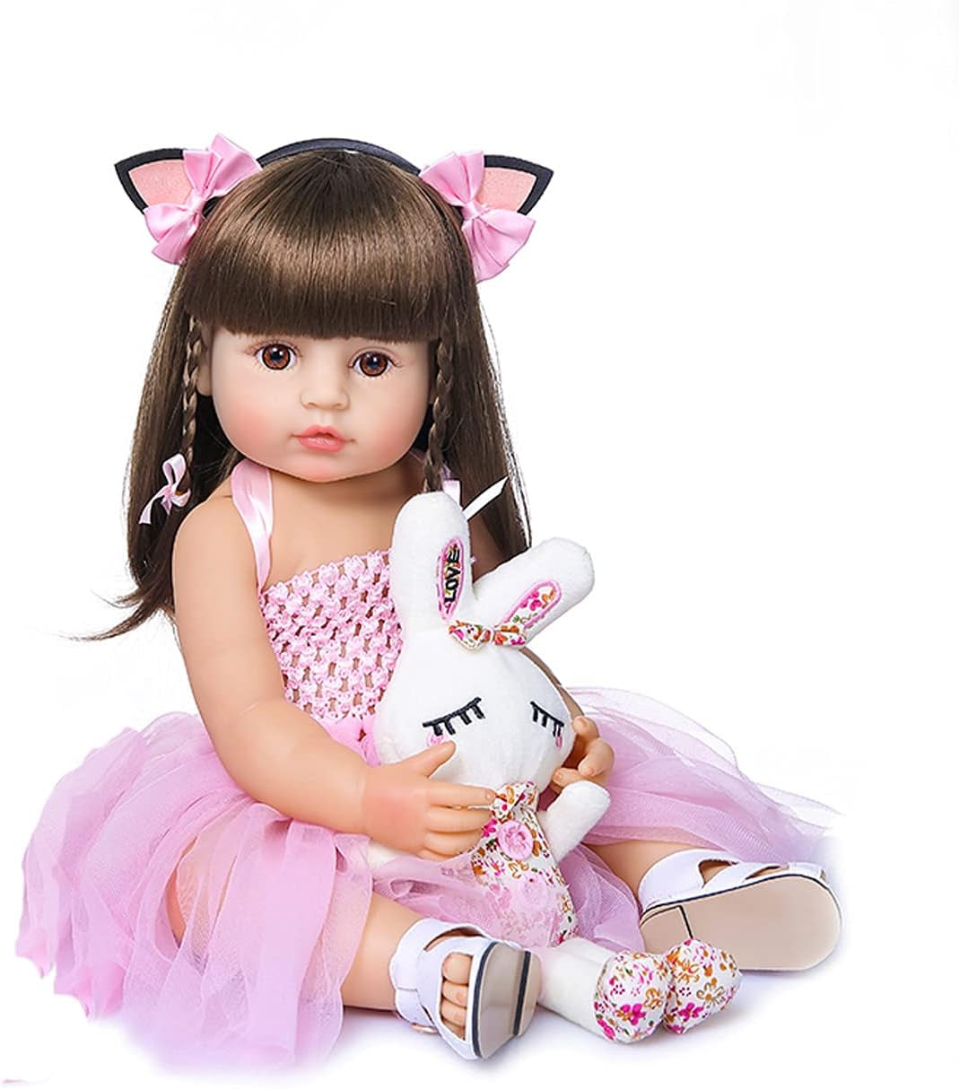 22 Inch 55CM Realistic Sweet Face Real Baby Size Reborn Toddler Newborn Girl Doll Crafted in Silicone Vinyl Full Body Children Birthday