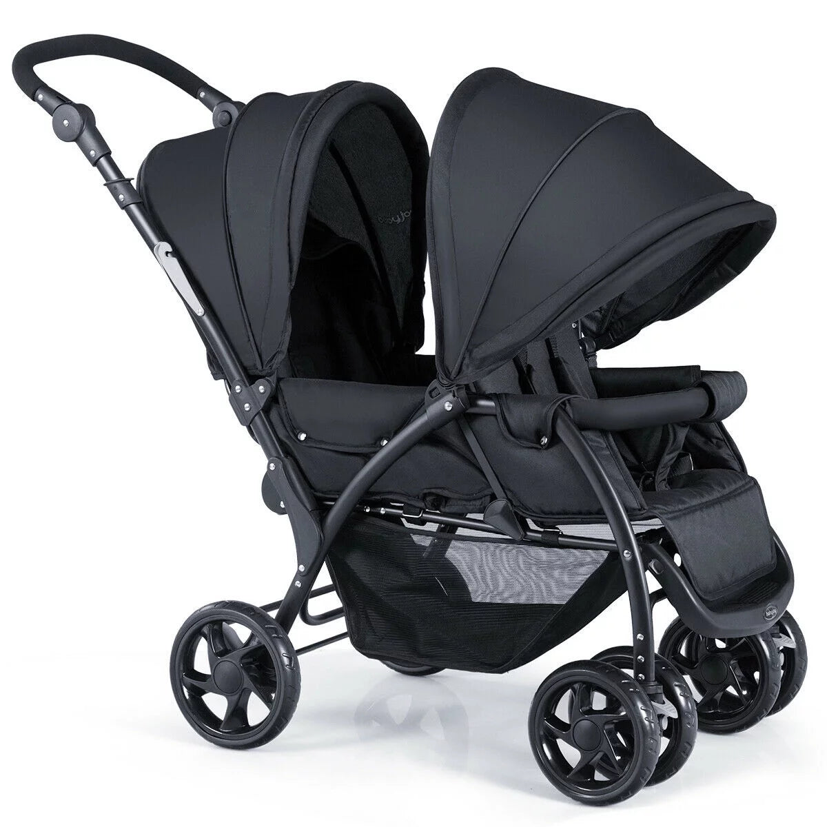 Foldable Double Baby Stroller Lightweight Front & Back Seats Pushchair Black