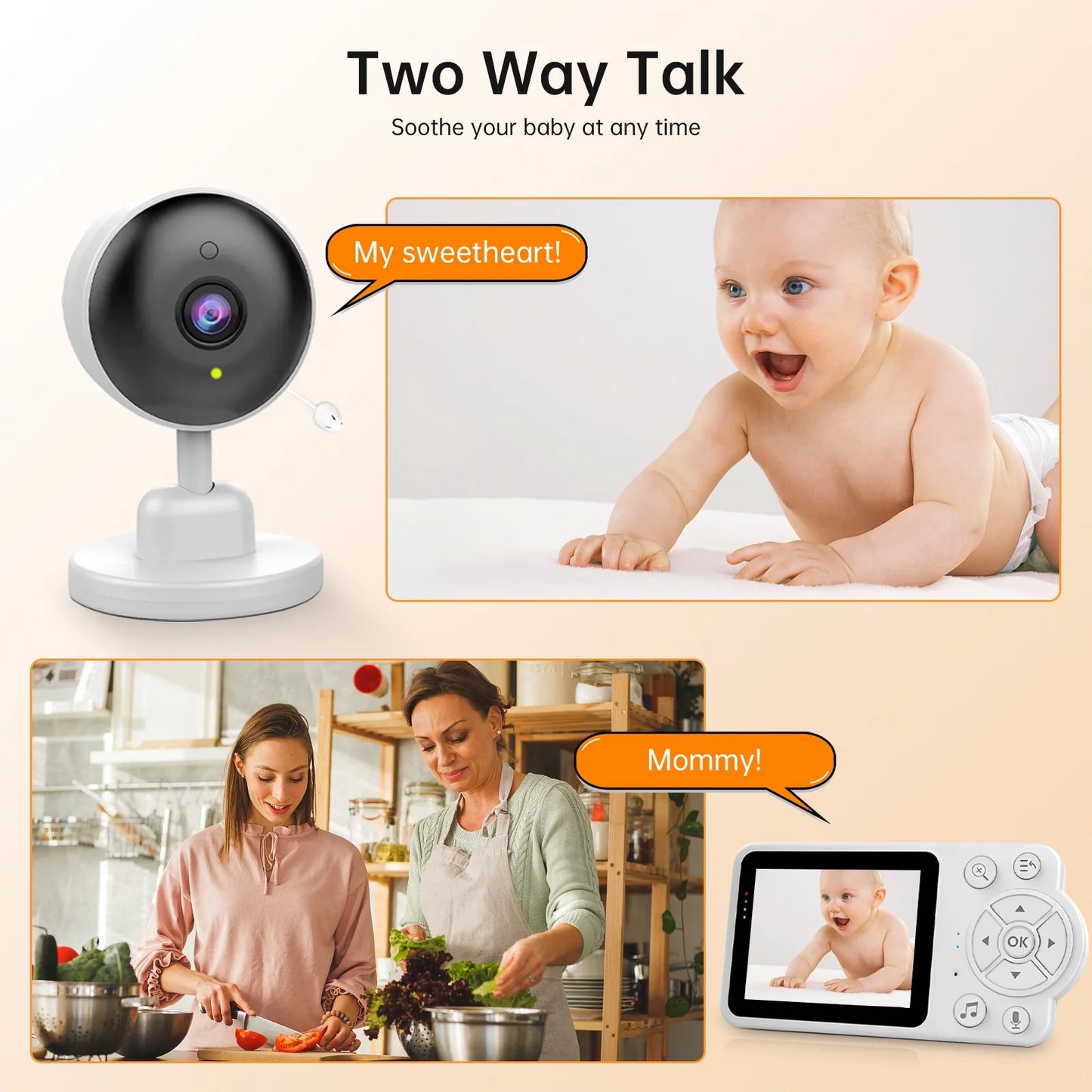 with Camera and Audio, Video , Night Vision, 2-Way Talk, 480P