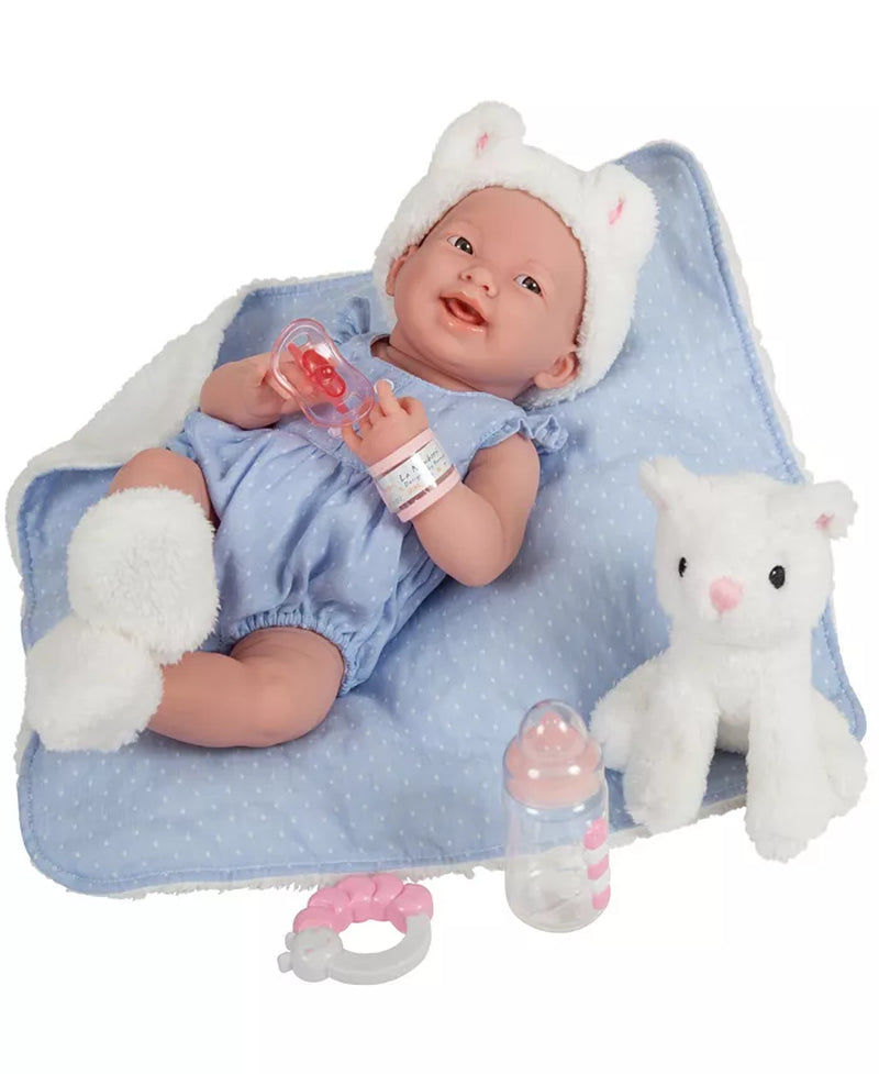 La Newborn 15" Real Girl Baby Doll with Pet Cat Set, 10 Pieces