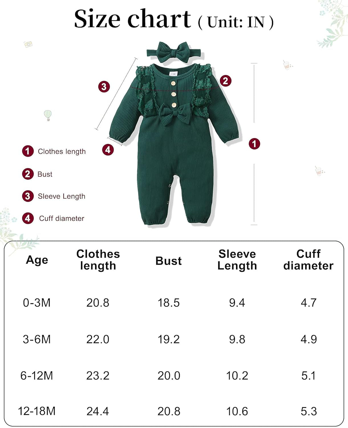 0-3 Months Baby Girl Clothes Cute Long Sleeve One Piece Infant Romper with Headband