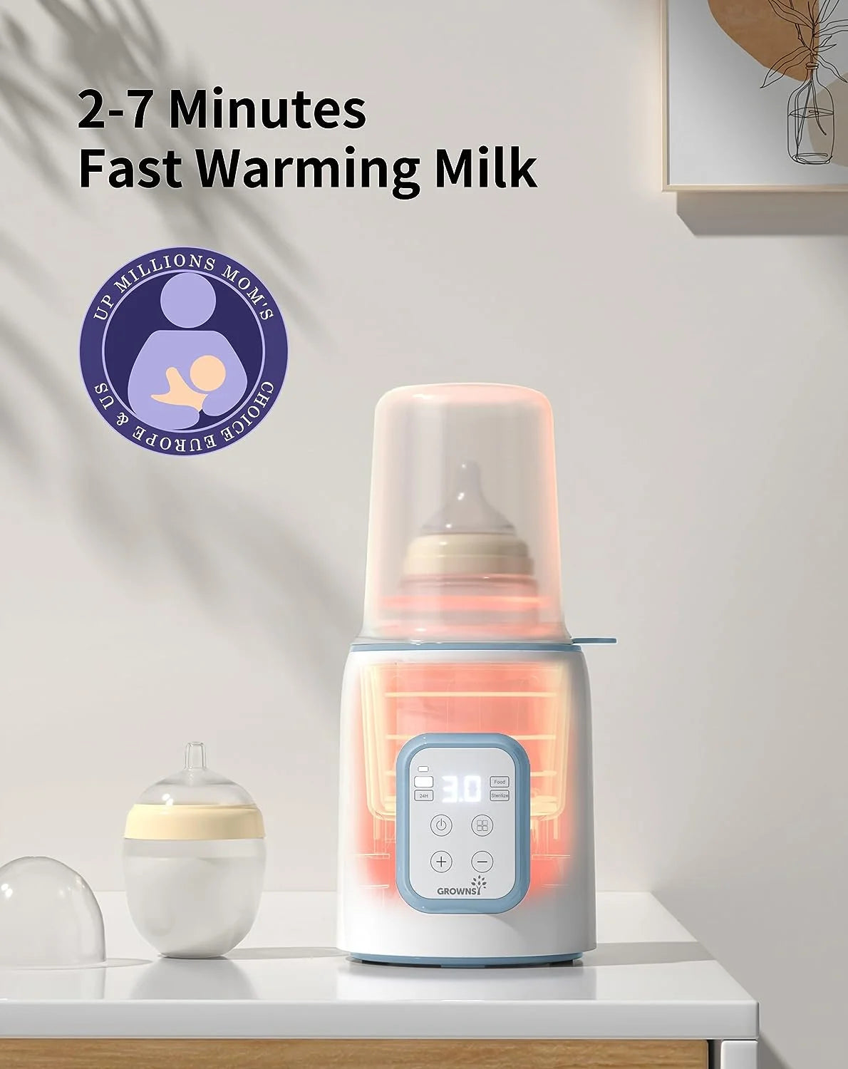 Bottle Warmer with Timer for Breastmilk or Formula, Accurate Temperature Control, Fits for All Bottles-Blue