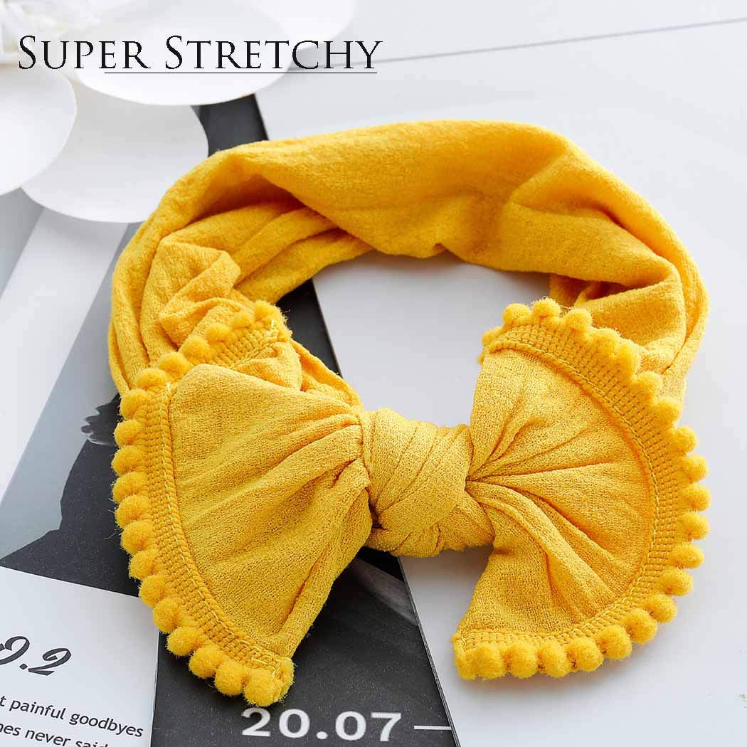 Baby Hair Bow Headband Infant Toddler Bow Stretchy Knot Nylon Baby Headbands Baby Accessories (Yellow)