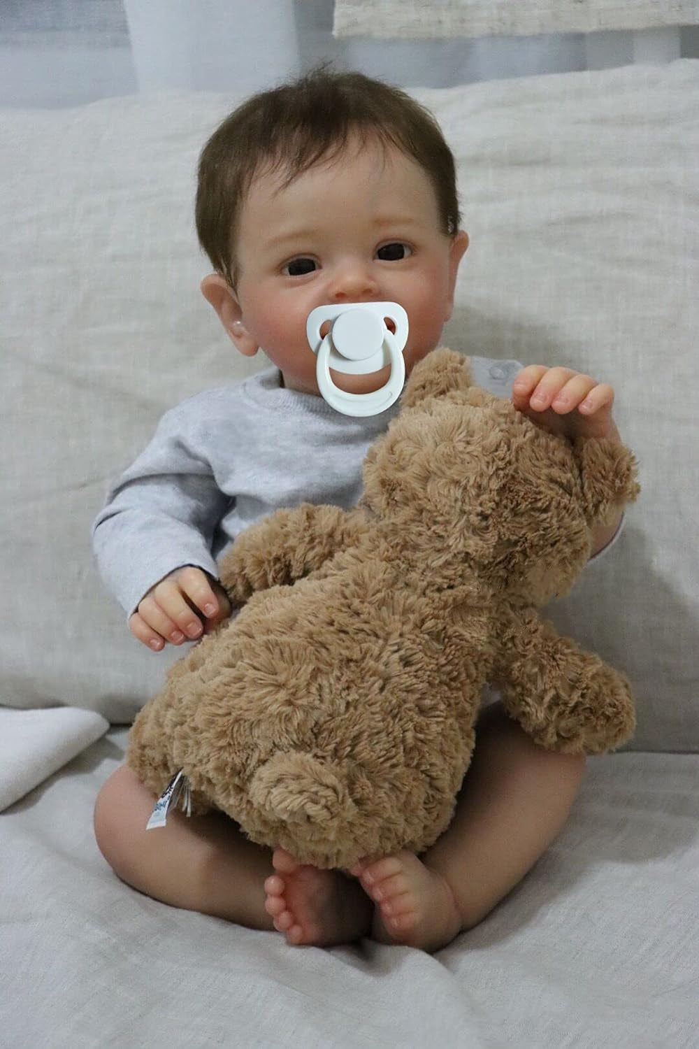 24" Realistic Toddler Reborn Doll Boy - Soft Silicone, Magnetic Pacifier, Weighted, Handmade Birthday Gift for Kids