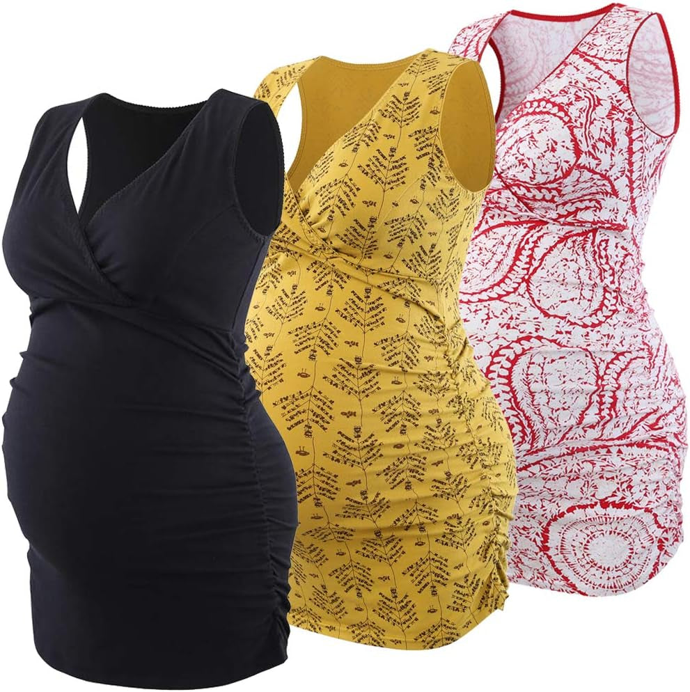 Women'S Cotton V Neck Tank Top for Maternity and Nursing