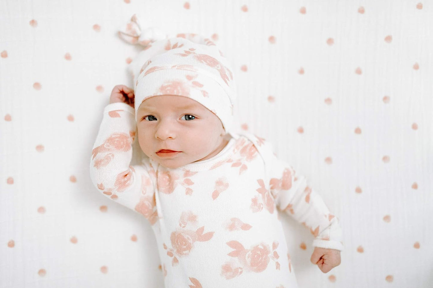 Snuggle Knit Knotted Newborn Baby Gown and Hat Set