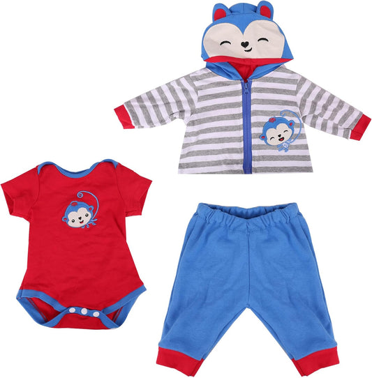 Reborn Baby Doll Clothes, 3 Pieces Suit, Suitable for 16-18 Inch Newborn Baby Doll Girl or Boy